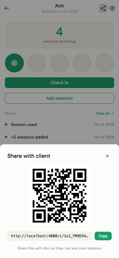 Sharing a client's link