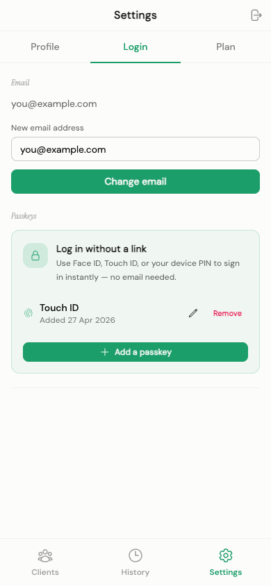Trainer login settings