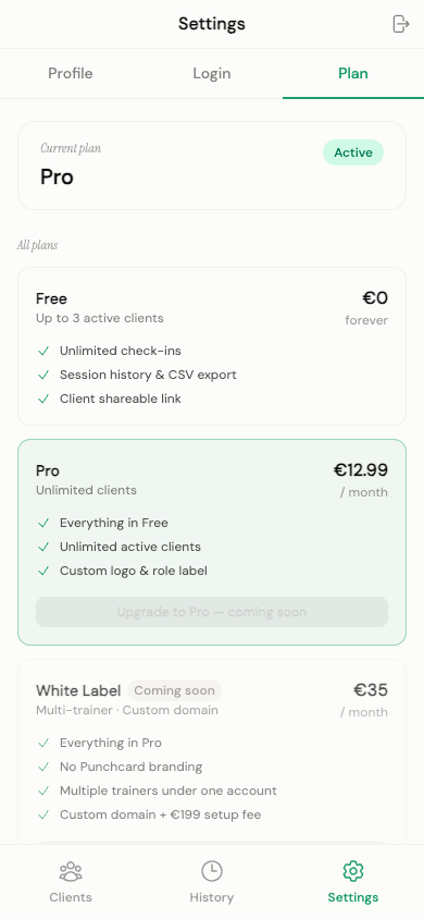 Trainer plan settings
