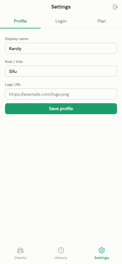 Trainer profile settings